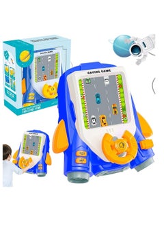 UKR Simulation Steering Wheel Racing Game | Driving Toy with 11 Challenges & Musical Songs | Interactive Obstacle Avoidance Toy for Kids 3+ (Blue)