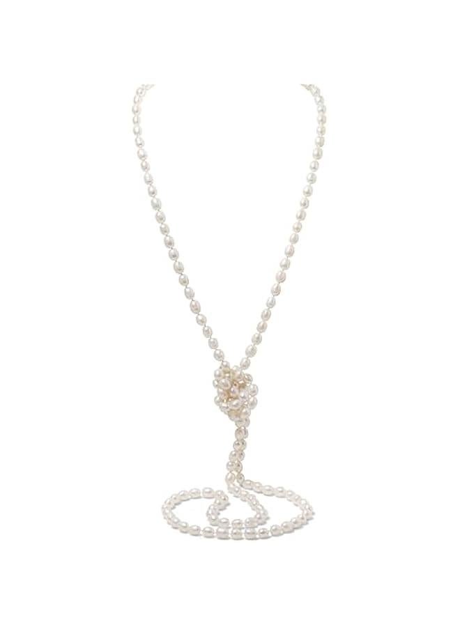 Arabest Genuine Freshwater Cultured Pearl Endless Necklace – Elegant 72, 60, 42 or 38 Strand in White, Black, Pink, or Lavender - Image 1