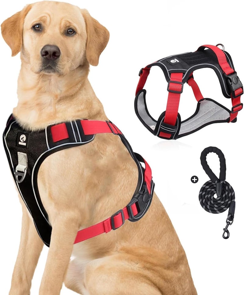 TDOO Dog Harness, Anti-Pull, Adjustable, No Pull, Padded Handle (Black, XL) - Image 1