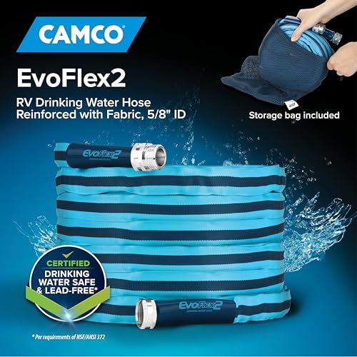 Camco EvoFlex2 25ft Drinking Water Hose RV Drinking Water Hose Reinforced with Fabric Ultra Lightweight Contains No Lead No BPA No Phthalate Abrasion Resistant 22577 - Image 3