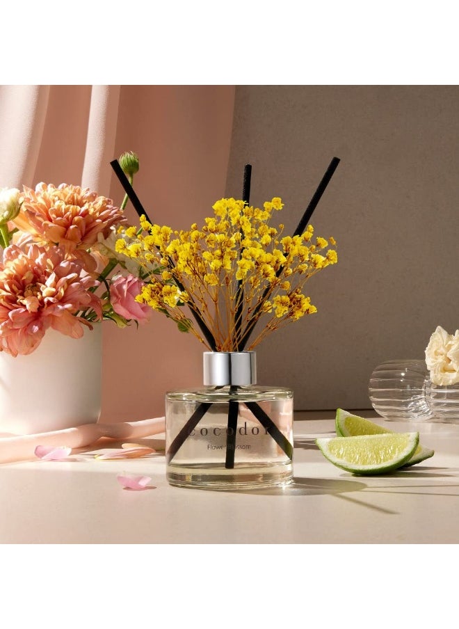 Flower Reed Diffuser White Jasmine 6.7Oz 200Ml 1 Pack Home And Office Decor Aromatherapy Diffuser Oil Gift Set