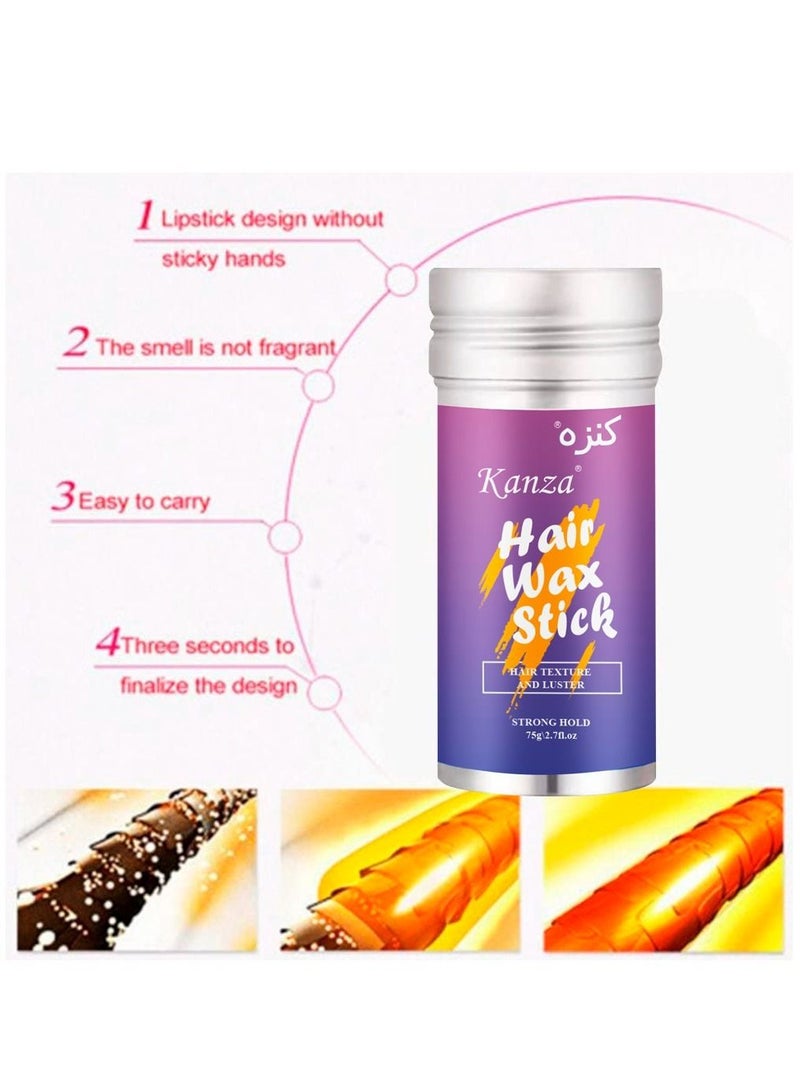 Kanza عصا شمع الشعر 75 جرامًا لتحسين ملمس الشعر ولمعانه، شمع تصفيف الشعر، كريم تشطيب الشعر المكسور الصغير، عصا التحكم في الحواف، عصا دهن الشعر للرجال والنساء - Image 5