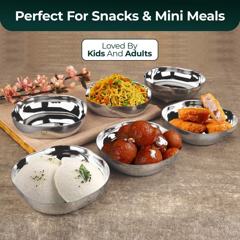 MARU Stainless Steel Small Snack Plates Set of 6 – Durable Square Quarter Plates for Kids, Perfect for Desserts, Halwa, Nastha, Breakfast, and Snacks - Image 3