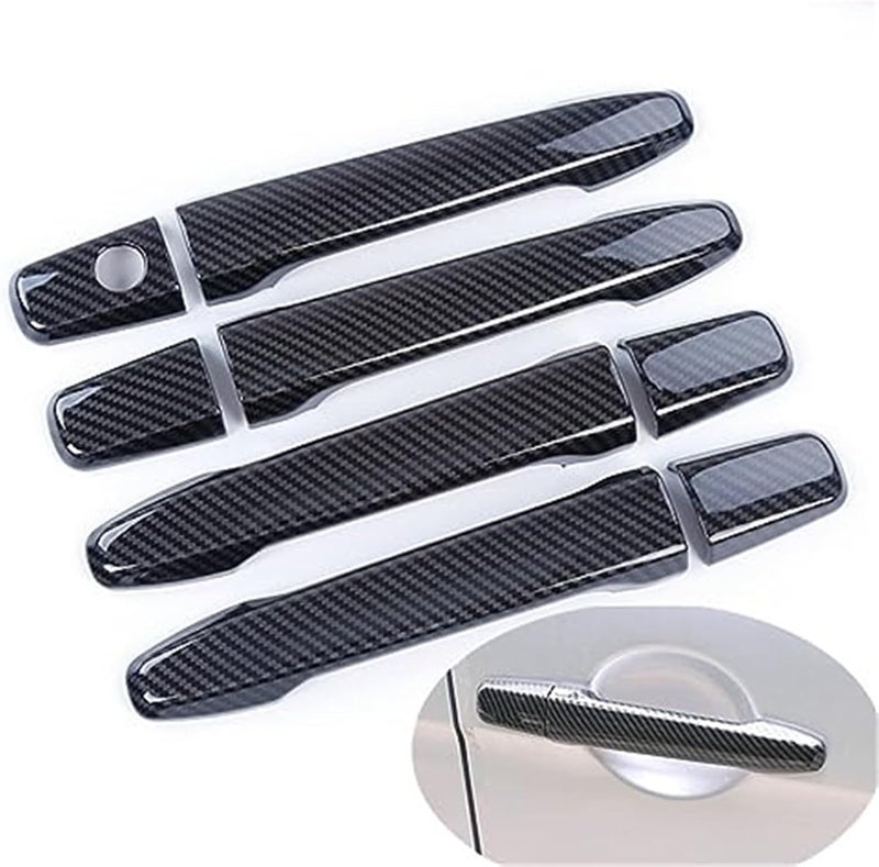 QASULER Carbon Fiber Door Handle Cover Overlays for Mitsubishi - Image 3