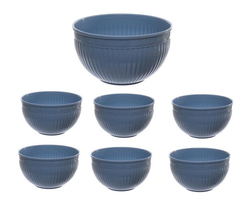 AL HAZAZ, Al-Hazaz Plastic Fresh Set Of 7 Piece Nesting Mixing & Storage Bowl Set with Airtight Lids Premium Kitchen Prep & Serving Bowls Multi-Size - Sky Blue - Image 1