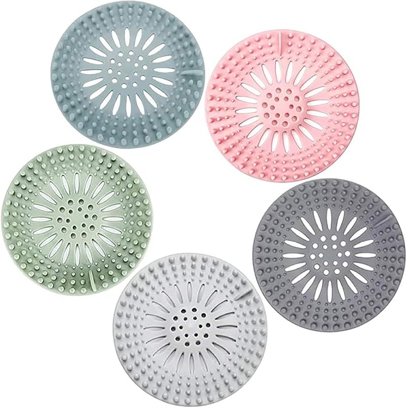 KIPSOME Drain Hair Catcher, Durable Silicone Hair Stopper for Shower Drain Cover Bathroom Tub, Drain Strainer to Catch Hair and Clean Suit for Bathtub (Set of 5) - Image 1