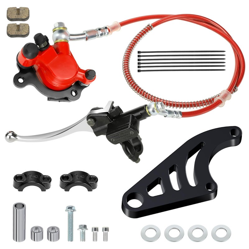 XIKOBY Upgraded Mini Bike Hydraulic Brake Kit and Rear Brake Caliper Mounting Bracket Adapter for Coleman CT100U Minibike with Master Cylinder Pad Hardware Parts - Image 1