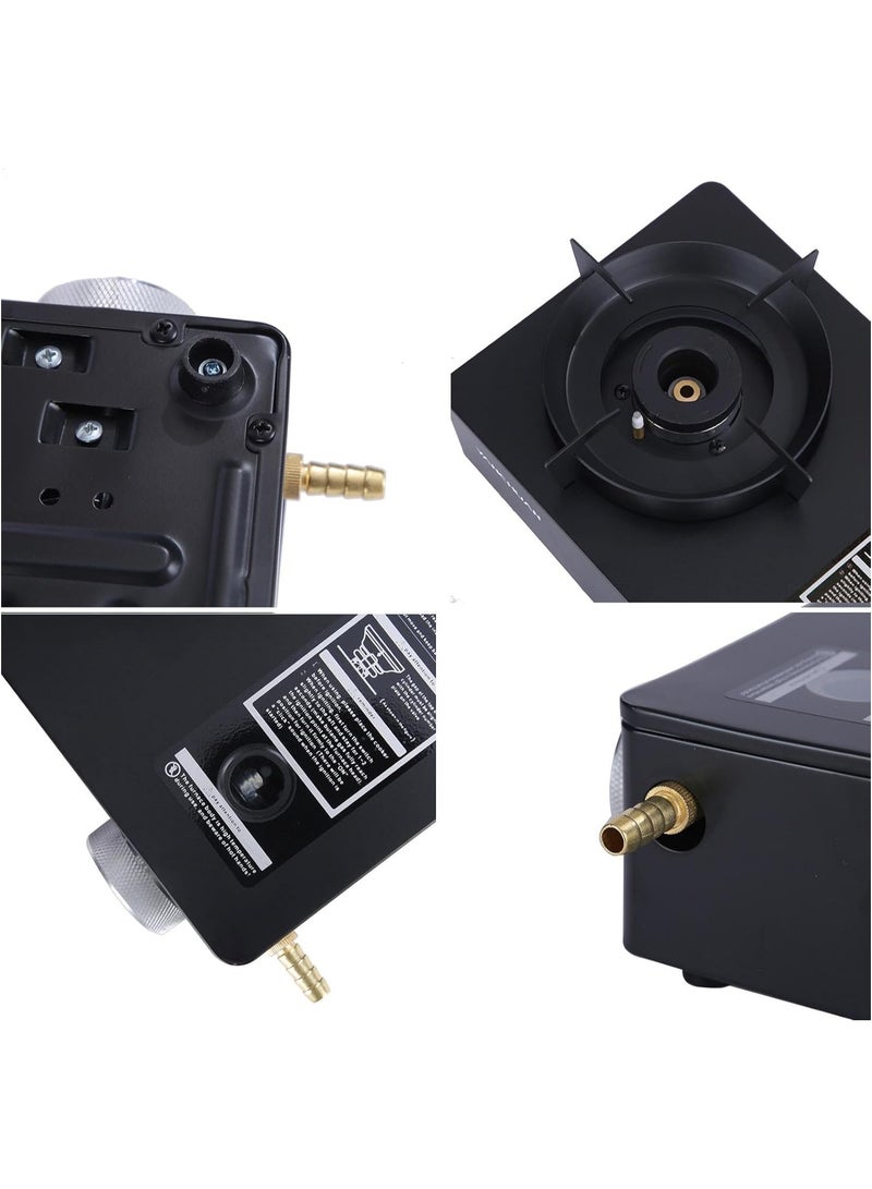 جيهام موقد غاز البوتان المحمول مع حقيبة حمل، موقد تخييم أحادي الشعلات للطهي في الهواء الطلق والشواء والسفر والنزهات، موقد غاز البوتان صغير الحجم وآمن للاستخدام المنزلي والتخييم، لون أسود - Image 3