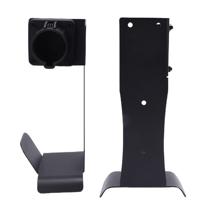 Brrnoo Electric Vehicle Charger Holder Wall Mount J1772 Charger Organizer With U Shaped Hook And Side Pocket For Indoor Outdoor EV Charging Cable Storage Black - Image 4