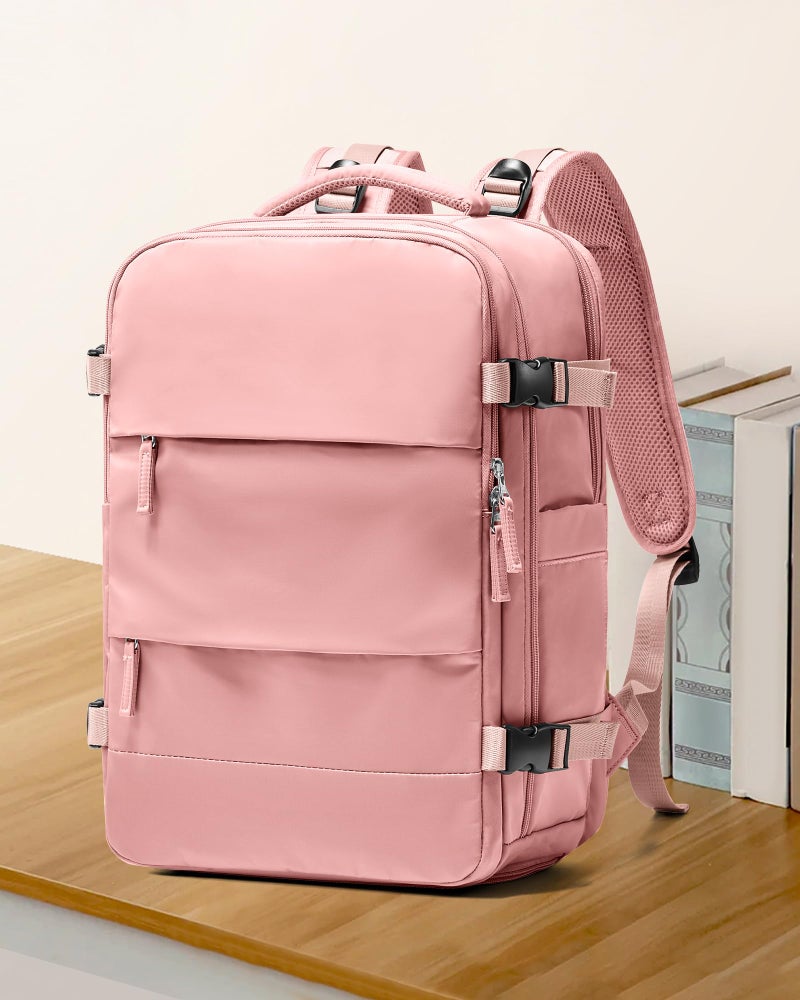 coowoz Large Travel Backpack For Women Men,Carry On Backpack,Hiking Backpack Waterproof Outdoor Sports Rucksack Casual Daypack Travel Essentials Pink - Image 2