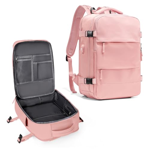 coowoz Large Travel Backpack For Women Men,Carry On Backpack,Hiking Backpack Waterproof Outdoor Sports Rucksack Casual Daypack Travel Essentials Pink - Image 1