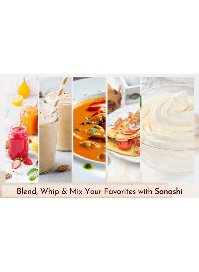 SONASHI Hand Mixer with 5 Speeds - Turbo Switch | Twin Stainless Steel Kneader And Beater For Mixing, Whipping, Whisking and Kneading | Super-sleek Durable And Resistant To Rust 200 W SMX-144 White - Image 5