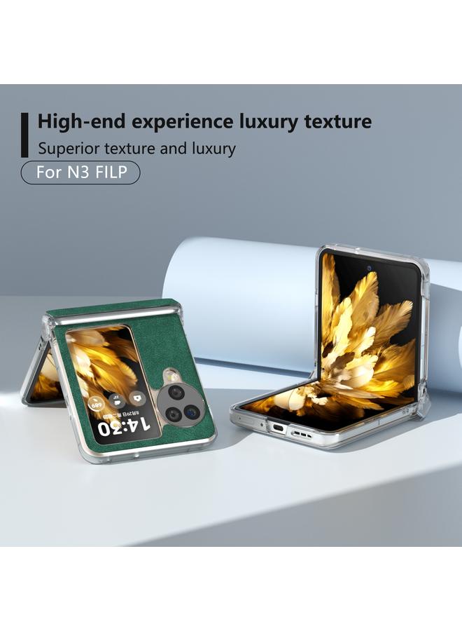 S-TOP Case For OPPO Find N3 Flip Three Parts PU Leather Transparent Edge Phone Case - Image 2