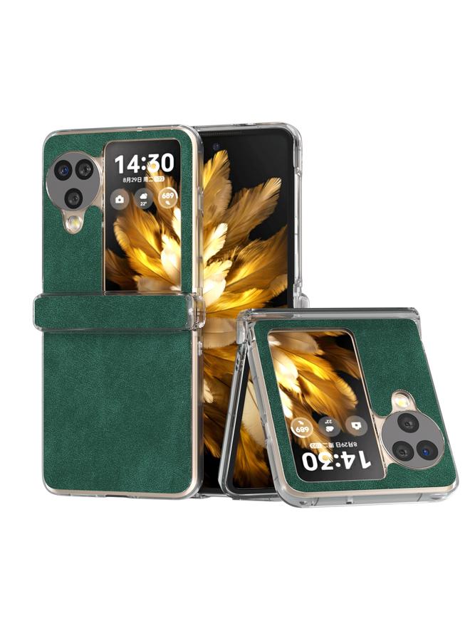 S-TOP Case For OPPO Find N3 Flip Three Parts PU Leather Transparent Edge Phone Case - Image 1