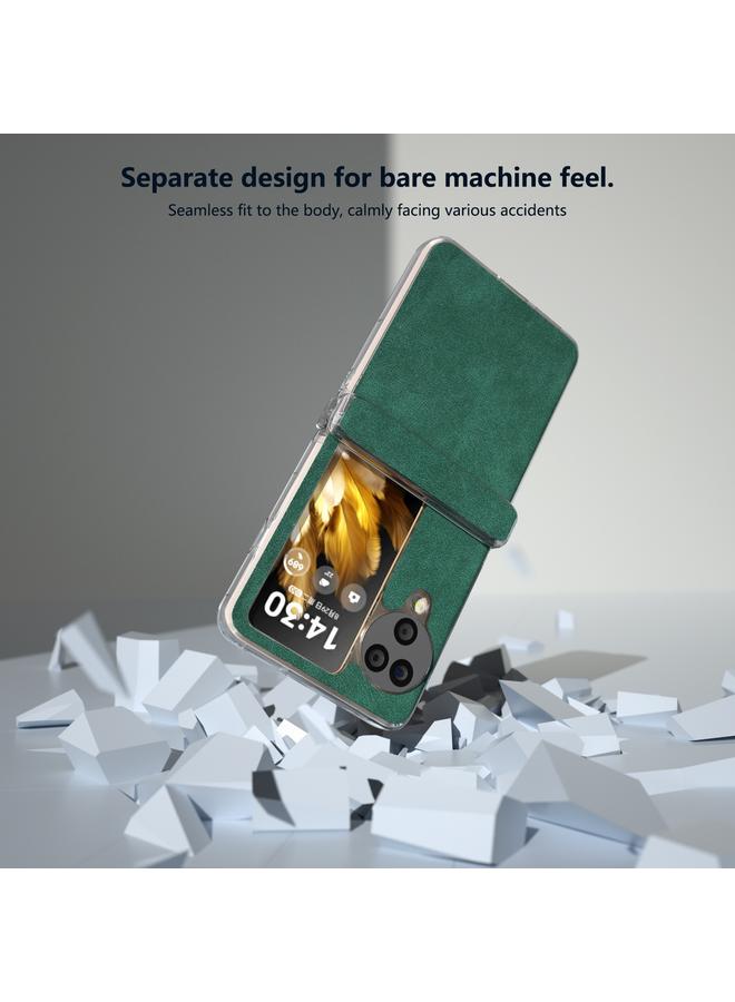 S-TOP Case For OPPO Find N3 Flip Three Parts PU Leather Transparent Edge Phone Case - Image 4