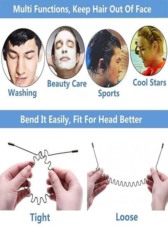 Elcaro (Pack of 2) Metal Hair Band For Men Women's Headbands Beauty Care,Unisex Black Wavy Spring Sports For Hair Band Hoop Clips Women Accessories Simple Elastic Non Slip Wide Headwear Bandeau Outdoor - Image 4