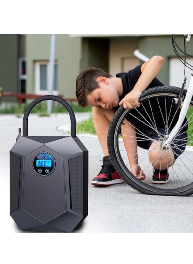 Car air Pump, Portable Air Compressor, Portable Tire Inflator, Air Compressor with Digital Screen LED Light, Digital Pressure Gauge, Tire Inflator for Bikes and Automobiles (Black) - Image 4