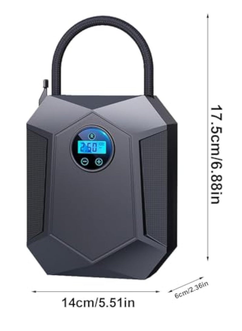Car air Pump, Portable Air Compressor, Portable Tire Inflator, Air Compressor with Digital Screen LED Light, Digital Pressure Gauge, Tire Inflator for Bikes and Automobiles (Black) - Image 5