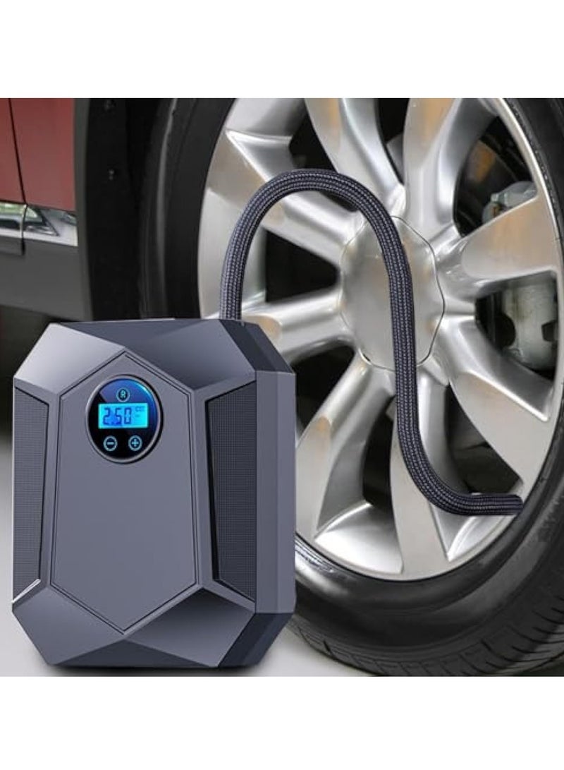 Car air Pump, Portable Air Compressor, Portable Tire Inflator, Air Compressor with Digital Screen LED Light, Digital Pressure Gauge, Tire Inflator for Bikes and Automobiles (Black) - Image 3
