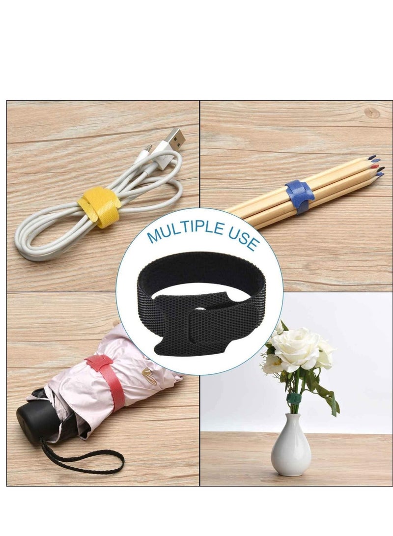 Captaintech 60PCS Fastening Cable Ties Reusable Premium 6 Inch Adjustable Cord Ties Microfiber Cloth Cable Management Straps Hook Loop Cord Organizer Wire Ties Reusable Assorted Colors - Image 2