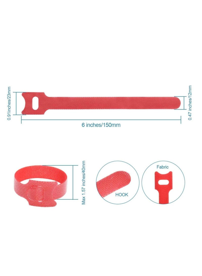 Captaintech 60PCS Fastening Cable Ties Reusable Premium 6 Inch Adjustable Cord Ties Microfiber Cloth Cable Management Straps Hook Loop Cord Organizer Wire Ties Reusable Assorted Colors - Image 5