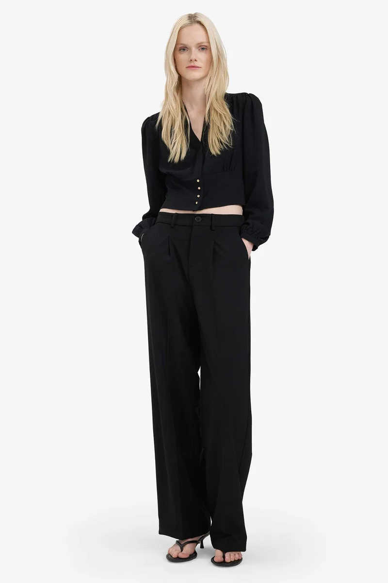 DeFacto Slim Fit V-Neck Long Sleeve Blouse