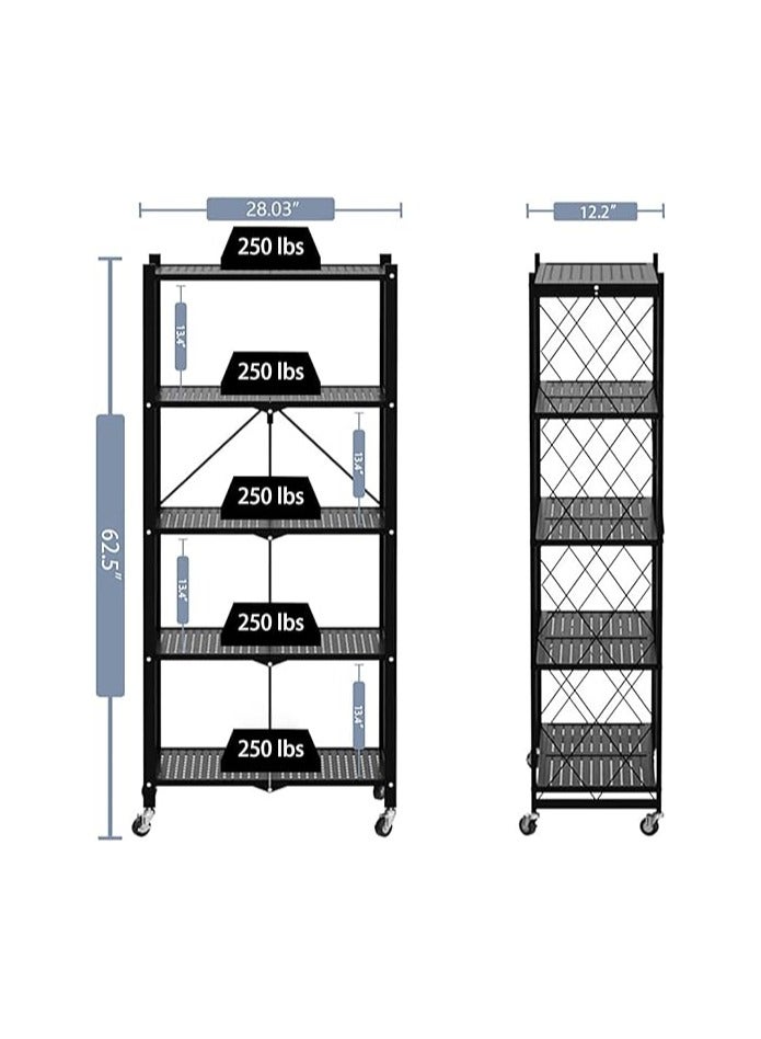 بونكا رف تخزين قابل للطي و منظم مطبخ من بونكا (اسود 5 طبقات) - Image 3