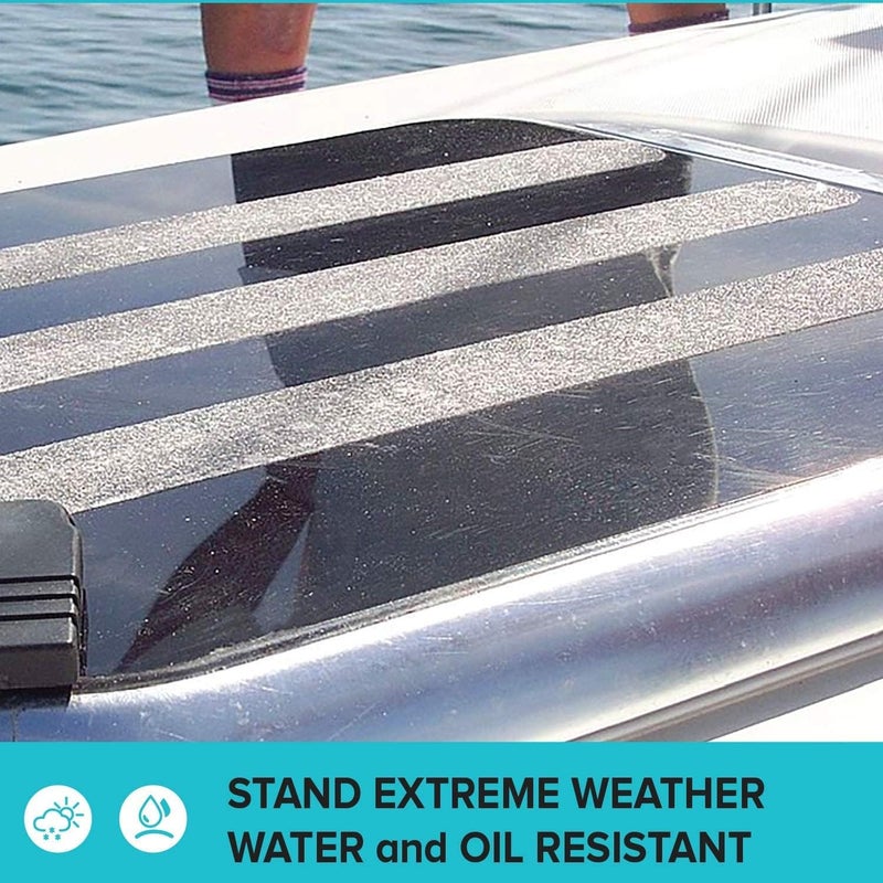 شريط لاصق شفاف مانع للانزلاق، شريط مانع للانزلاق لتثبيته على أحواض الاستحمام والقوارب والسلالم، شفاف، ناعم، مريح للقدمين الحافيتين، 10 أمتار × 5 سم - Image 3