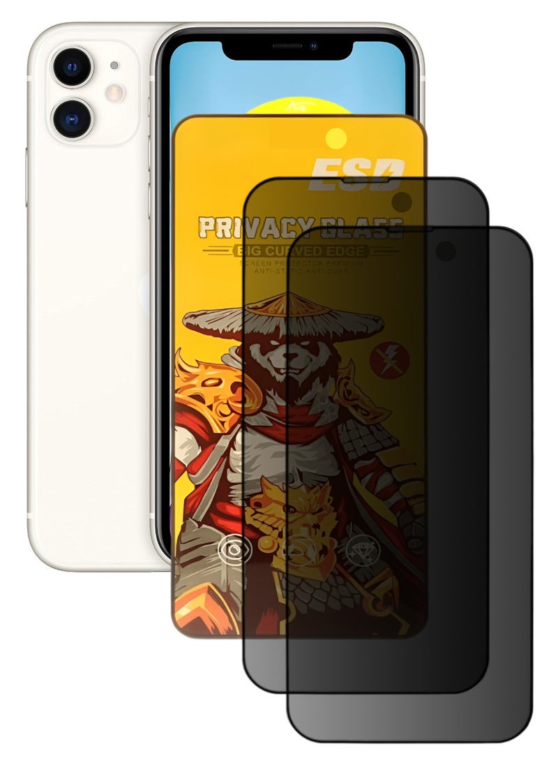ESD 2 Pieces Tempered Dustproof Privacy Glass Screen Protector Compatible For iPhone 11  - Image 1