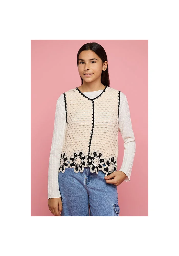 R&b Crochet Sleeveless Top with V-Neck