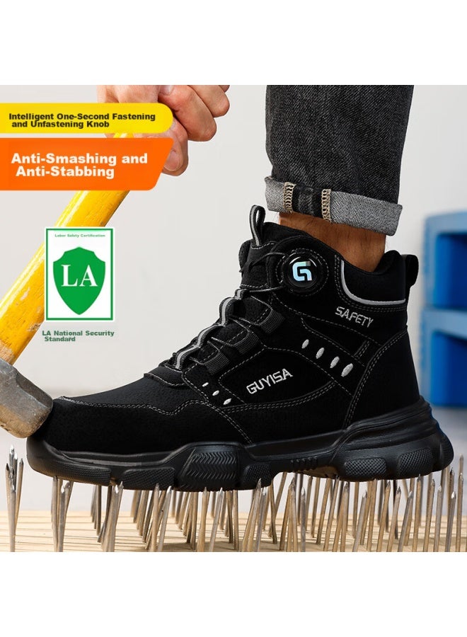 Fumer Safety Shoes For Men With Steel Toe Cap, Anti-Smashing, Anti-Puncture, High-Top, Waterproof, Ultra-Light, Safety Work Site Shoes F055Bk 40 - Image 4
