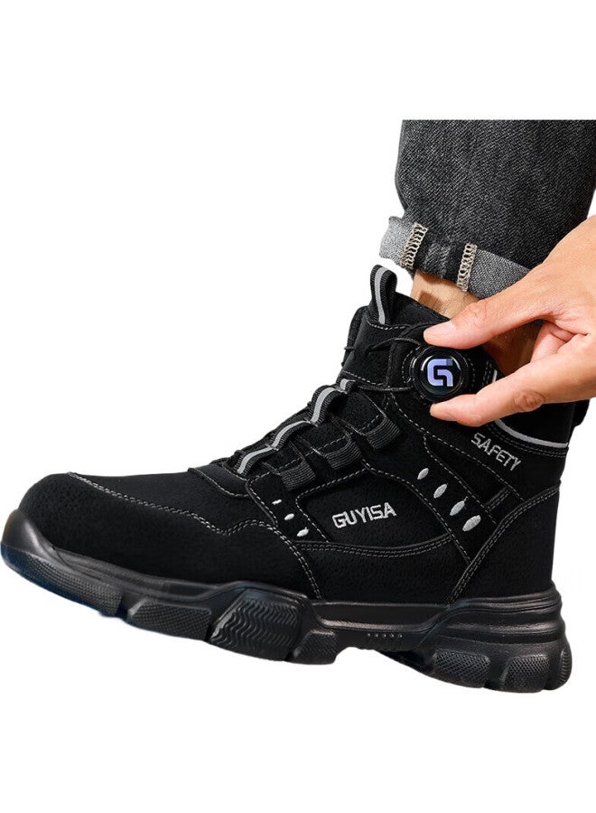 Fumer Safety Shoes For Men With Steel Toe Cap, Anti-Smashing, Anti-Puncture, High-Top, Waterproof, Ultra-Light, Safety Work Site Shoes F055Bk 40 - Image 3