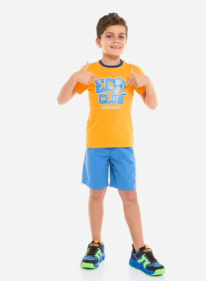 فكتور اند جين Victor And Jane Boys Front Graphic T-Shirt and Shorts Set