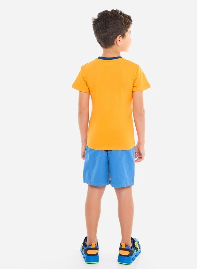 فكتور اند جين Victor And Jane Boys Front Graphic T-Shirt and Shorts Set