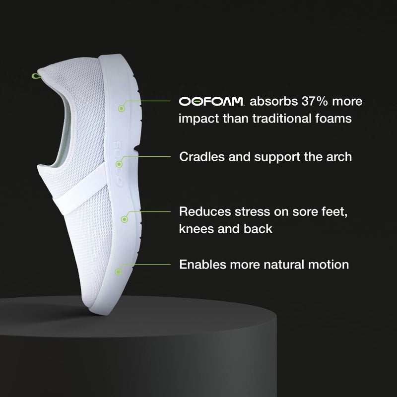 OOFOS OOmg Low Shoe, White & White - Womenâ€™s Size 5 - Lightweight Recovery Footwear - Reduces Stress on Feet, Joints & Back - Machine Washable - Image 2