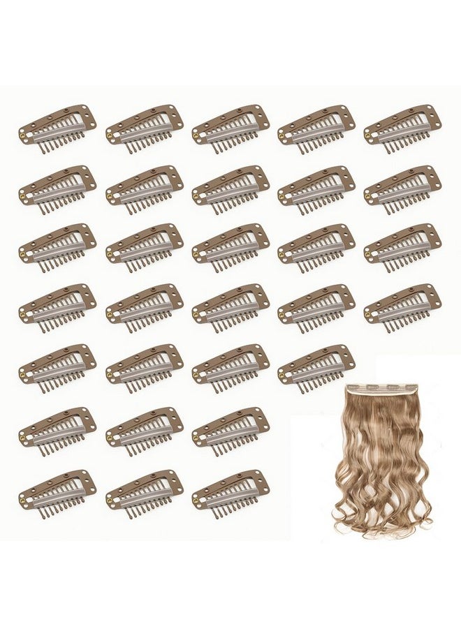 Dreamlover Wig Clips Hair Extension Clips Wig Clips To Secure Wig 10 Teeth Brown 30 Pieces  - Image 1