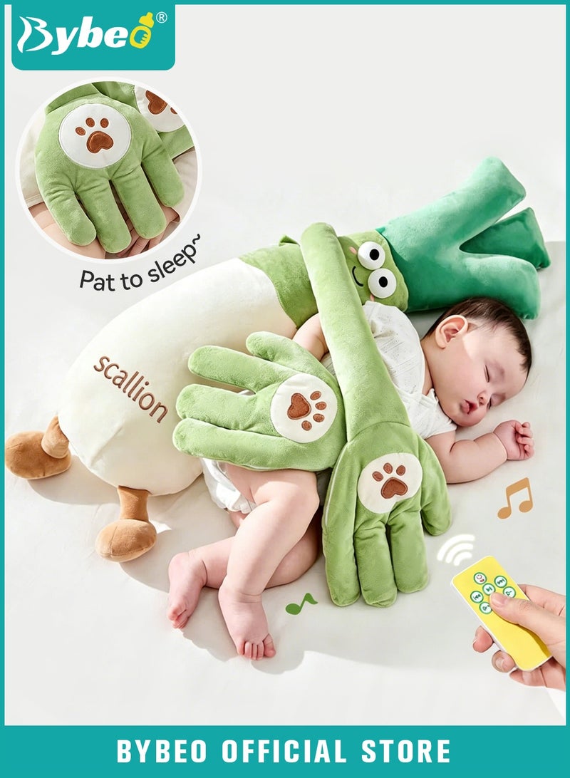 Bybeo Baby Sleep Soothing Doll with Automatic Soothing Palm, Newborn Patting Pillow, Baby Sleep Soother, Baby Sleeping Nursing Pillow with Remote Control, Infant Exhaust Pillow for Startle Prevention, Cute Scallion Shape - Image 1