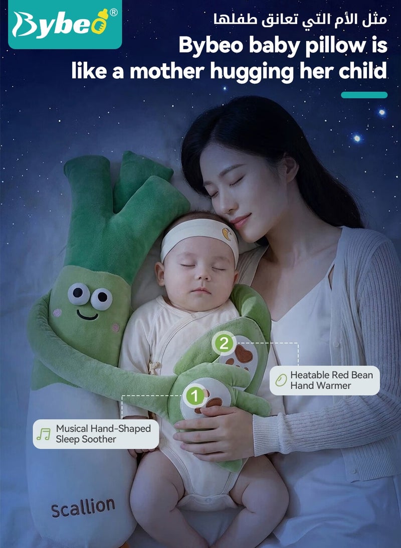 Bybeo Baby Sleep Soothing Doll with Automatic Soothing Palm, Newborn Patting Pillow, Baby Sleep Soother, Baby Sleeping Nursing Pillow with Remote Control, Infant Exhaust Pillow for Startle Prevention, Cute Scallion Shape - Image 3