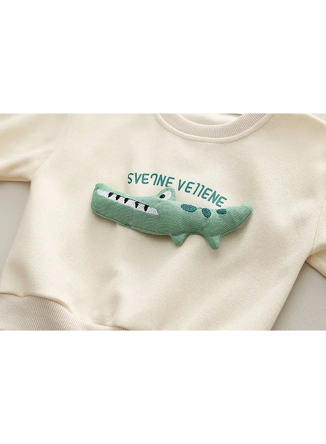 LITTLE SURPRISE BOX Cream Crocodile 2 pcs Track suit set for Toddlers/Kids