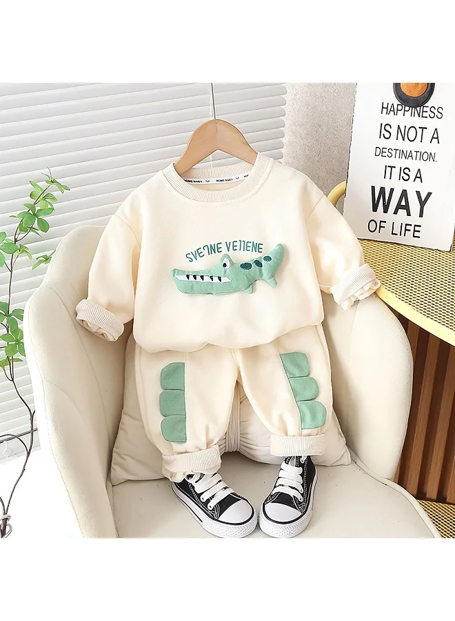 LITTLE SURPRISE BOX Cream Crocodile 2 pcs Track suit set for Toddlers/Kids