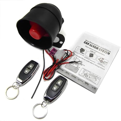 TOTMOX Car Alarm System for Theft Prevention with Sound, Anti Theft Car Security Device Alarm System with 2 Remote Starts, Universal 12V Loud Horn 120dB 6 Tone 7-Level Sensitivity Car Alarm Siren - Image 1