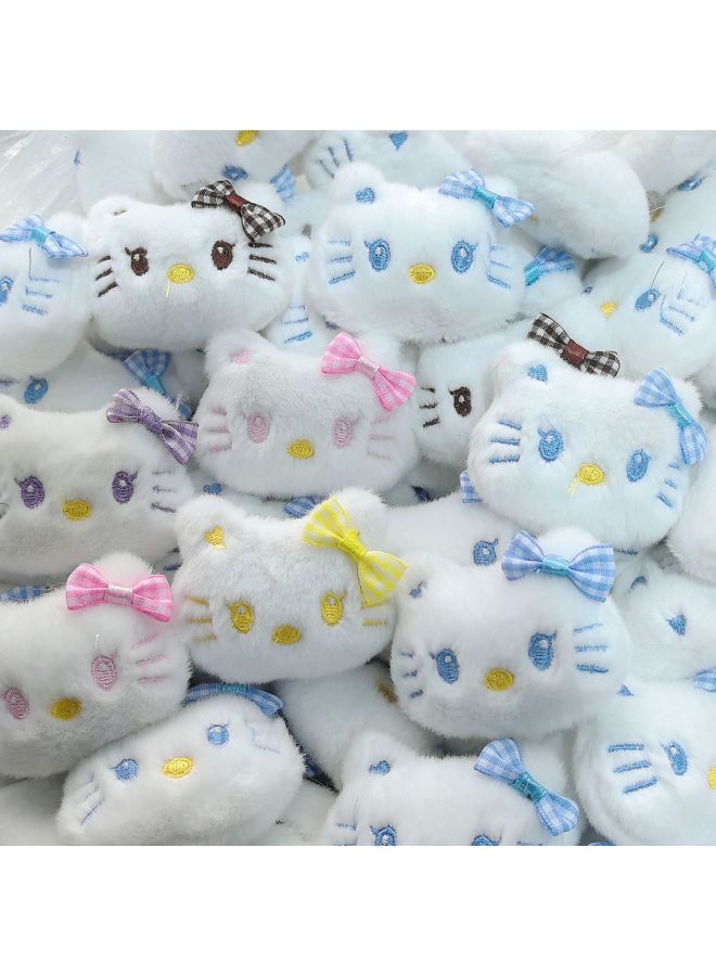Plaid Bow Kt Cartoon Plush Animal DIY Accessories Decorative Accessories Cap Clothing Accessories Socks Hair Accessories-Specifications:Pink Plaid Bow Kt - Image 1