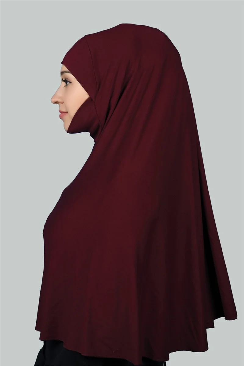 Altobeh Ready-made Turban Practical Scarf with Veil Hijab with Nikap - Prayer Cover Soufflé (3Xl) - Claret Red