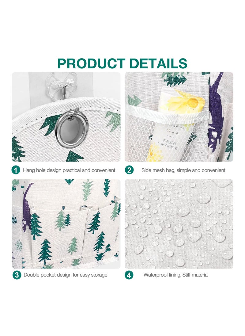 SYOSI Wall Hanging Organizer Bag, with Pockets Fabric Storage Bag Basket Caddy Waterproof Over the Door Pouch Closet Shelves with Hook for Kitchen, Bedroom, Bathroom, Dormitory (White Plaid+Deer)( 2 Pack)  - Image 4