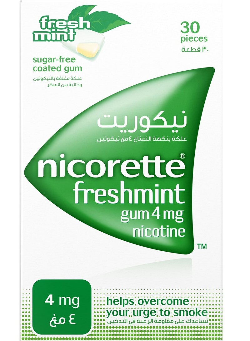 nicorette Gum 4 Mg Nicotine Gum Sugar-Free, Fresh Mint Flavour, 30's  - Image 1