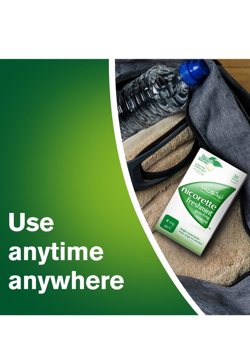 nicorette Gum 4 Mg Nicotine Gum Sugar-Free, Fresh Mint Flavour, 30's  - Image 4
