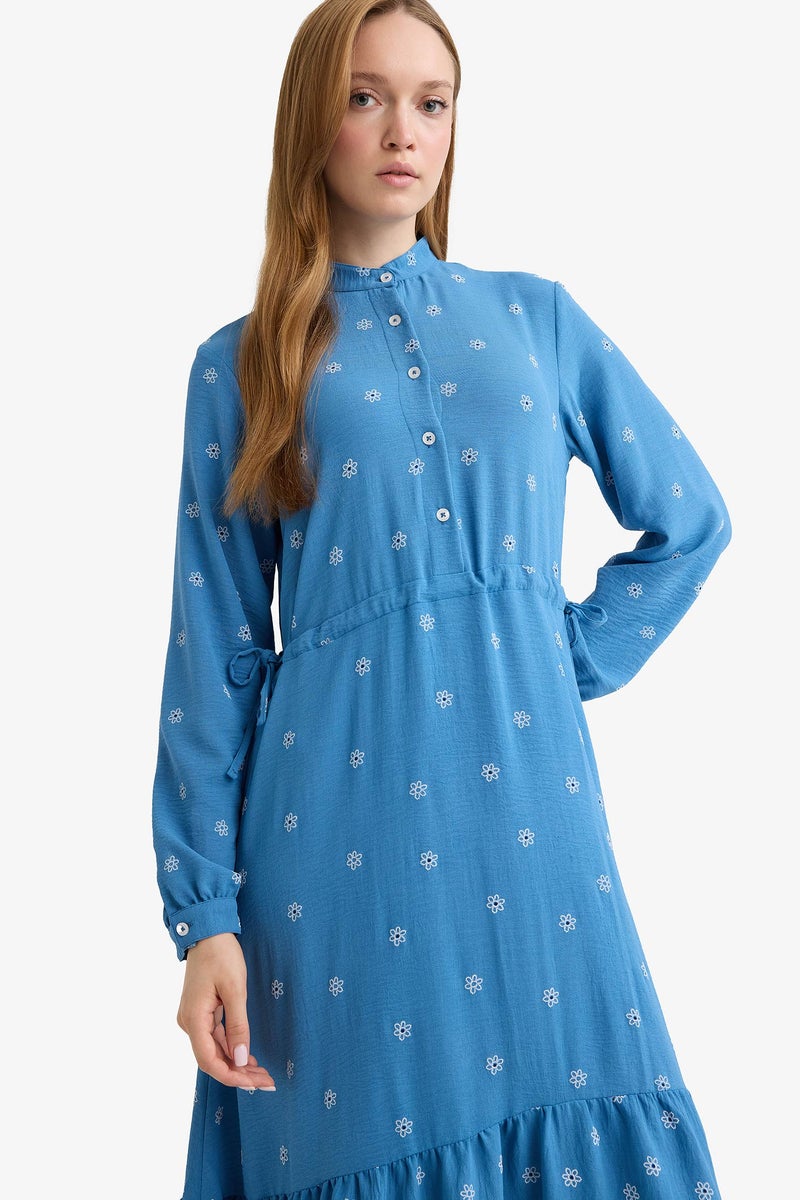 DeFacto Blue Woman Regular Fit Printed Dress Casual - Image 3