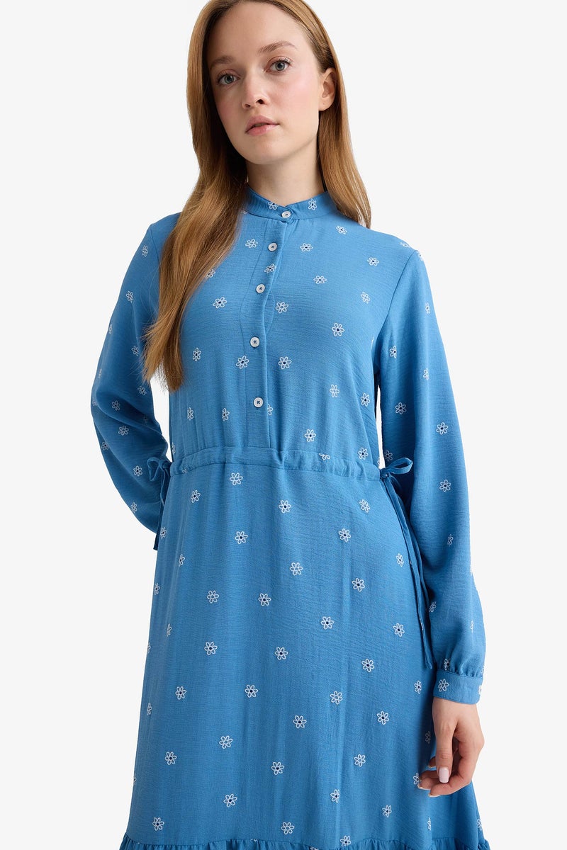 DeFacto Blue Woman Regular Fit Printed Dress Casual - Image 5