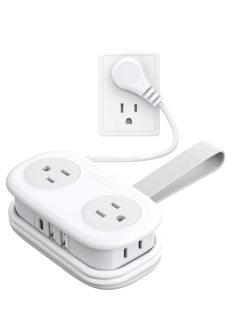 أوريكو سفر قطاع الطاقة، 4 منافذ 3 USB منافذ (1 USB C) مع 4FT مغلفة شريط تمديد قصير قطاع الطاقة الصغيرة، قطاع الطاقة صغير الحجم للفنادق السفر أساسات السياحة السياحة معتمد قطاع الطاقة  - Image 1