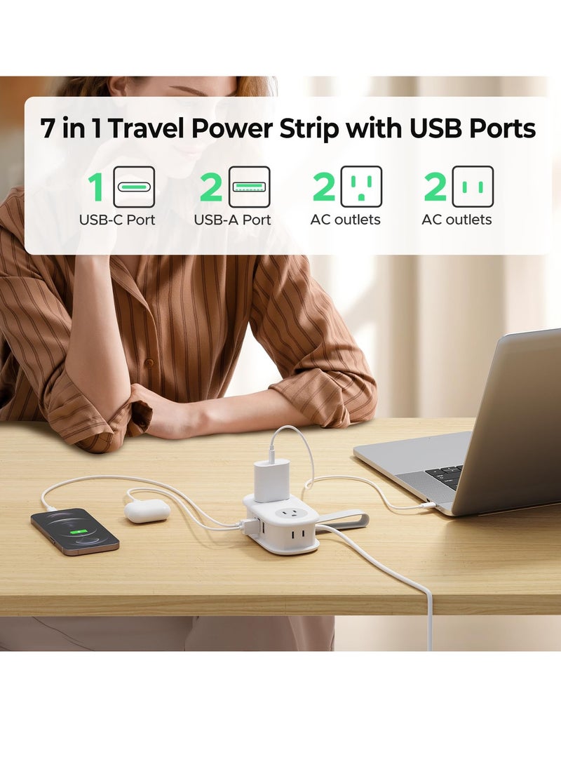 أوريكو سفر قطاع الطاقة، 4 منافذ 3 USB منافذ (1 USB C) مع 4FT مغلفة شريط تمديد قصير قطاع الطاقة الصغيرة، قطاع الطاقة صغير الحجم للفنادق السفر أساسات السياحة السياحة معتمد قطاع الطاقة  - Image 4